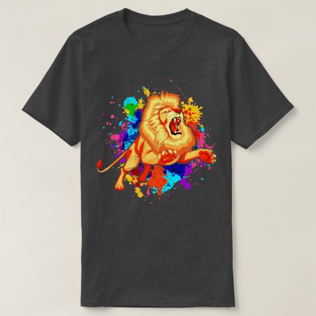 Farbenfroher Tierzoo Lion T-Shirt (Design vorne)