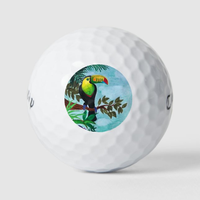 Farbenfroher Toucan Tropenwald Golfball (Vorderseite)