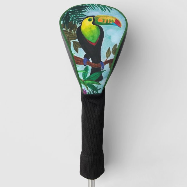 Farbenfroher Toucan Tropenwaldfahrer Golf Headcover (Vorderseite)