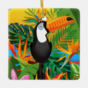 Farbenfroher Toucan Tropischer Dschungel Keramikornament