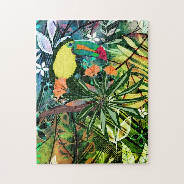 Farbenfroher Toucan und Blume. Jigsaw Puzzle (Vertikal)