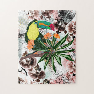 Farbenfroher Toucan und Blume. Puzzle