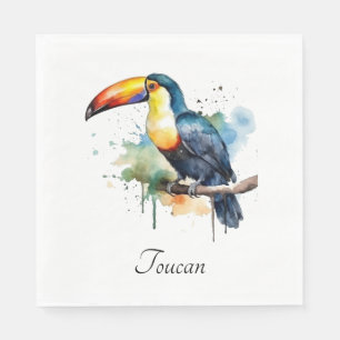 farbenfroher Toukan, der auf einem Ast sitzt Serviette