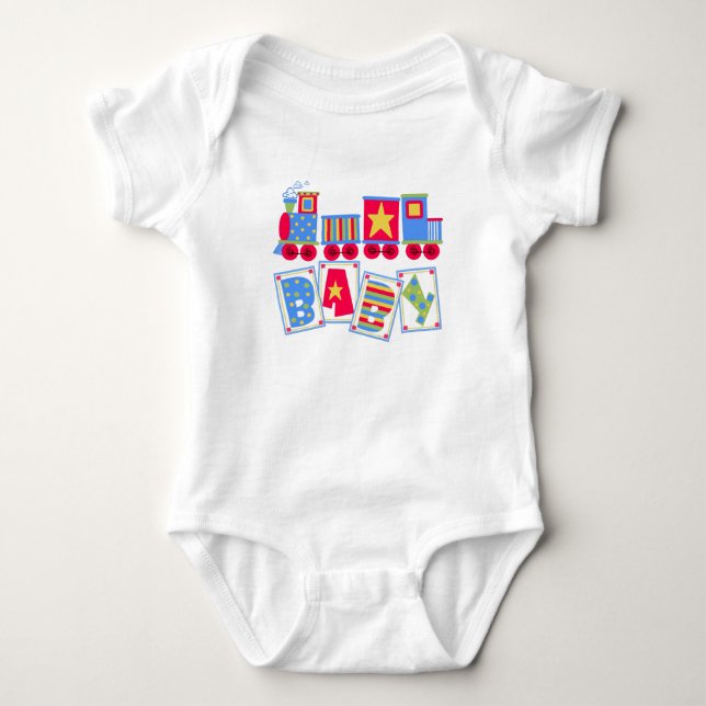 Farbenfroher Train Baby Bodysuit Strampler (Vorderseite)