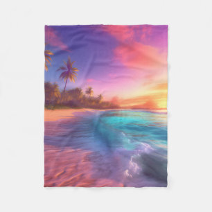 Farbenfroher Traumstrand Fleecedecke