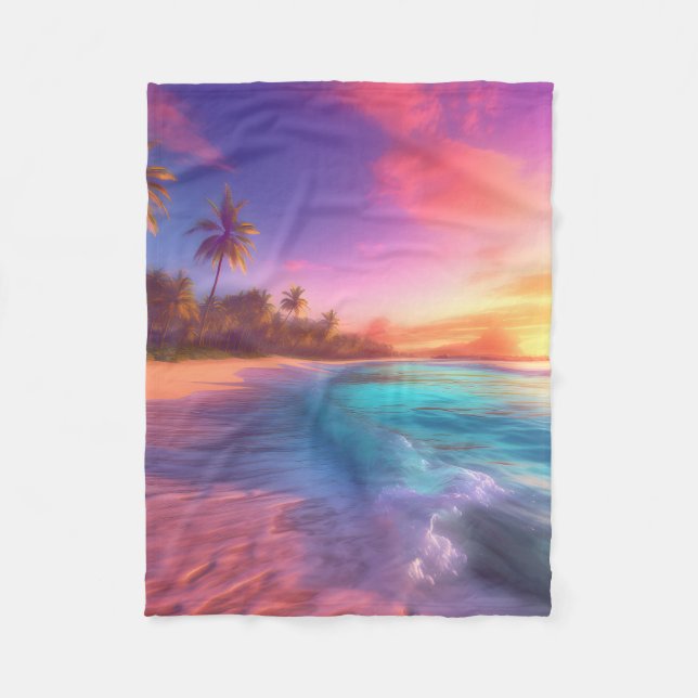 Farbenfroher Traumstrand Fleecedecke (Vorderseite)