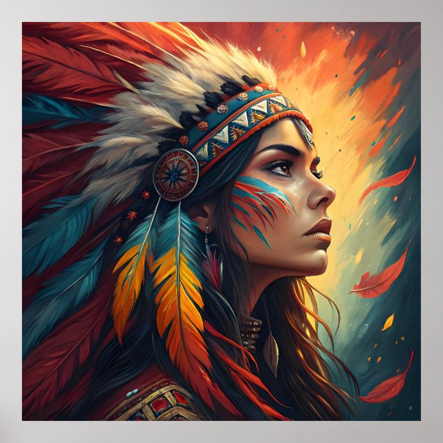 Farbenfroher tribaler Geist Kunstprint Poster (Vorne)
