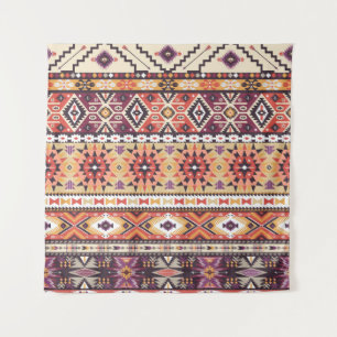Farbenfroher tribaler Stil, lebendiges nahtloses M Wandteppich