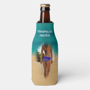 Farbenfroher Tropical Beach - Bikini Girl, Flaschenkühler