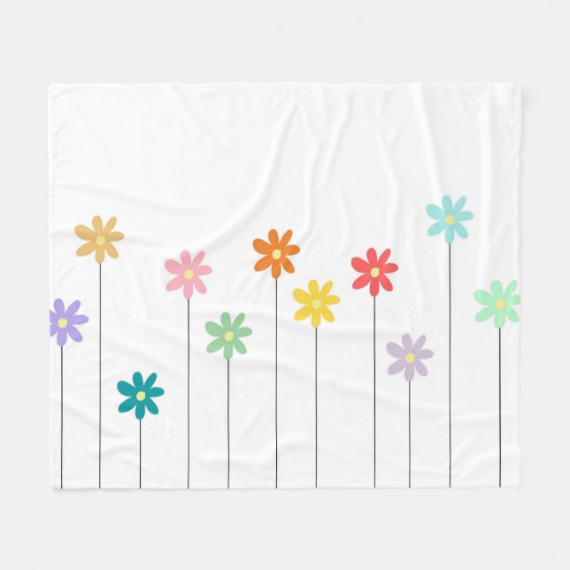 Farbenfroher tropischer Blumen Botanischer Frühlin Fleecedecke (Vorderseite (Horizontal))