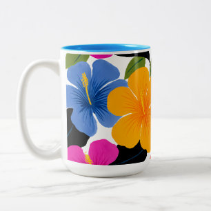 Farbenfroher tropischer Blumenkaffee-Mug – Lebendi Zweifarbige Tasse