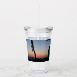 Farbenfroher tropischer Sonnenuntergang auf einem Acryltrinkbecher