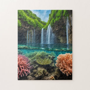Farbenfroher tropischer Wasserfall Puzzle