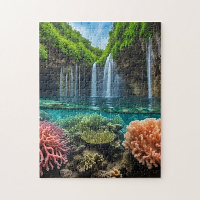 Farbenfroher tropischer Wasserfall Puzzle (Vertikal)