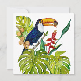 Farbenfroher Tukan Aquarell Tropischer Vogel Einladung