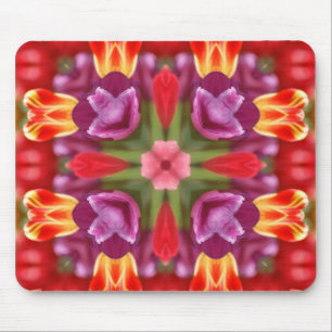 Farbenfroher Tulpen-Kaleidoskop Mousepad