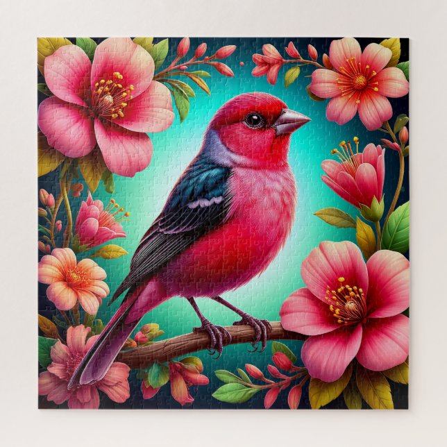 Farbenfroher Vogel auf dem Zweig Puzzle (Vertikal)
