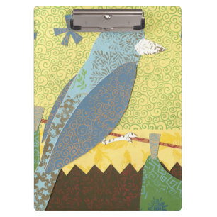 Farbenfroher Vogel auf einem Wirt Klemmbrett