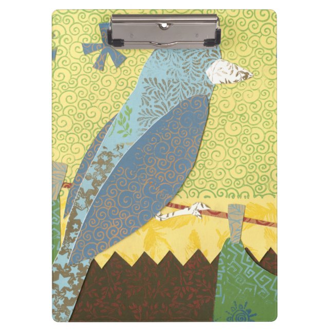 Farbenfroher Vogel auf einem Wirt Klemmbrett (Vorderseite)