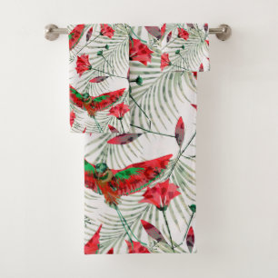 Farbenfroher Vogel des Paradieses stilvoll Badhandtuch Set