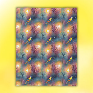 Farbenfroher Vogel im Baum mit Sonnenschein   Fleecedecke