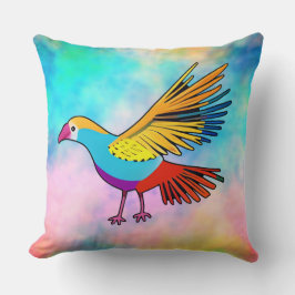 Farbenfroher Vogel mit gefleckten Flügeln Kissen