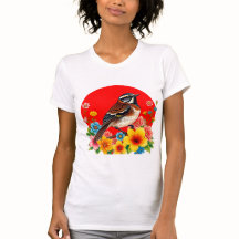 Farbenfroher Vogel unter Blume