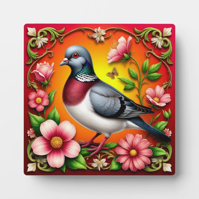 Farbenfroher Vogel unter lebhaften Blume Fotoplatte (Vorderseite)