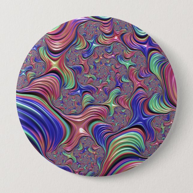 Farbenfroher Vortex Abstracter Trippy-Spiral-Frakt Button (Vorderseite)