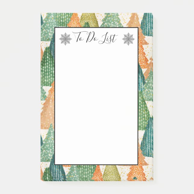 Farbenfroher Wald von Evergreen Weihnachten zu tun Post-it Klebezettel (Vorderseite)