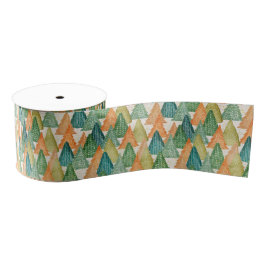 Farbenfroher Wald von Evergreen Weihnachtsbaumen Ripsband