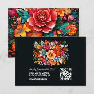 Farbenfroher Wasserfarben-Blumen-Fiesta-Hochzeit- RSVP Karte