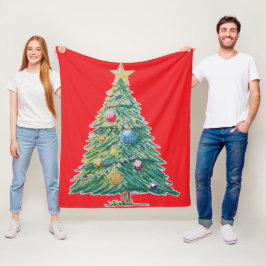 Farbenfroher Weihnachtsbaum Fleecedecke