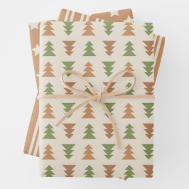 Farbenfroher Weihnachtsbaum Geschenkpapier Set