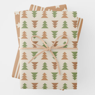 Farbenfroher Weihnachtsbaum Geschenkpapier Set