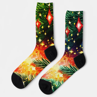 Farbenfroher Weihnachtsbaum mit Dekorationen Socken