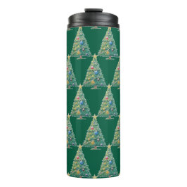 Farbenfroher Weihnachtsbaum Thermosbecher