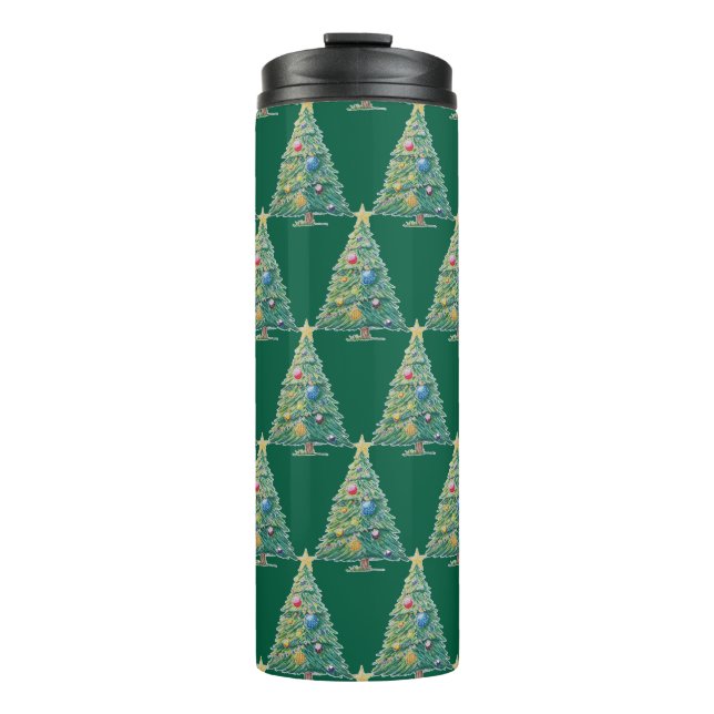 Farbenfroher Weihnachtsbaum Thermosbecher (Vorderseite)