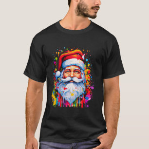 Farbenfroher Weihnachtsmann Paint Spritzer Weihnac T-Shirt