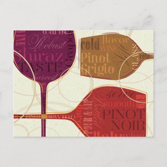 Farbenfroher Wein Postkarte (Vorderseite)