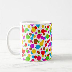 Farbenfroher Weißer Hintergrund Polka-Punkte Kaffeetasse
