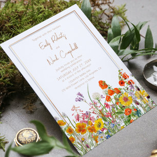 Farbenfroher Wildblumen-Landhochzeits-QR-Code Einladung