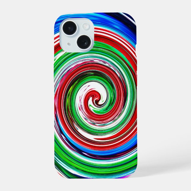 Farbenfroher Wirbel iPhone 15 Hülle (Rückseite)