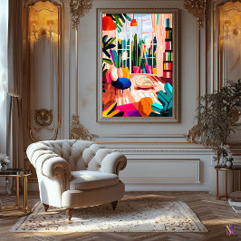 Farbenfroher Wohnraum im fauvistischen Stil Leinwanddruck