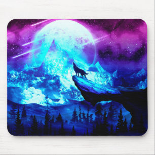 Farbenfroher Wolf heulen Mousepad