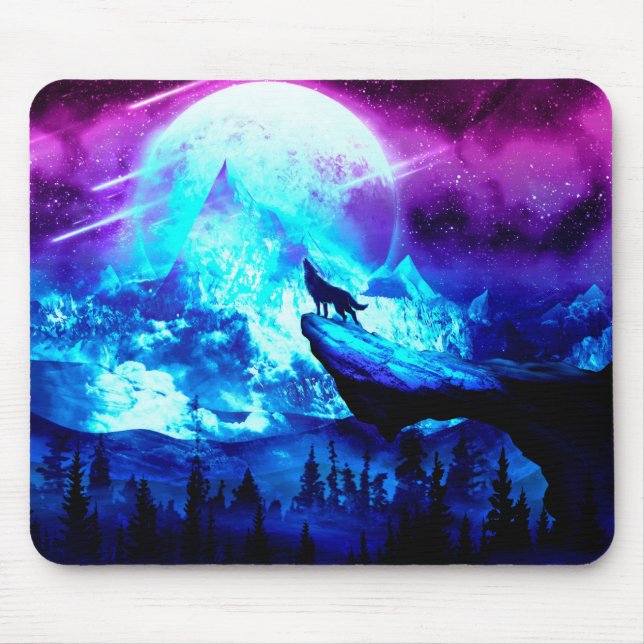 Farbenfroher Wolf heulen Mousepad (Vorne)
