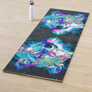 Farbenfroher Wolf Yoga Mat   Grey Wolf Blue Yoga M Yogamatte