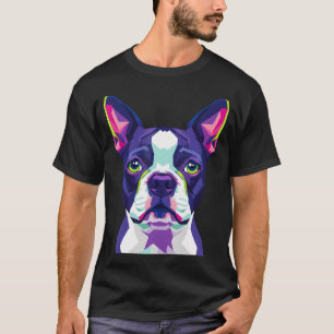 Farbenfroher Wpap-Stil Boston Terrier Geometrische T-Shirt