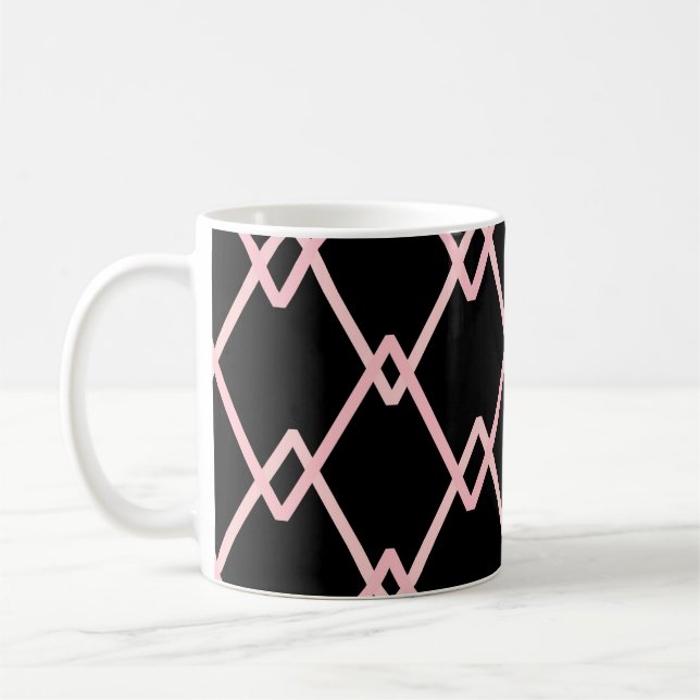 Farbenfroher Zickzag-Streifen Muster Hintergrund.  Kaffeetasse (Links)
