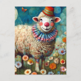 Farbenfroher Zirkus Clown Sheep Postkarte